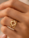 Open square gold ring