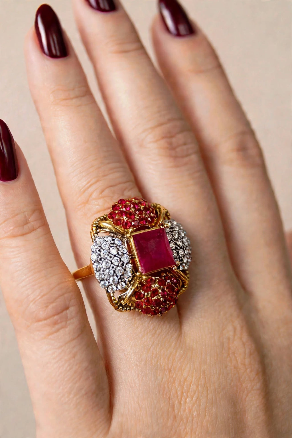 red cocktail ring