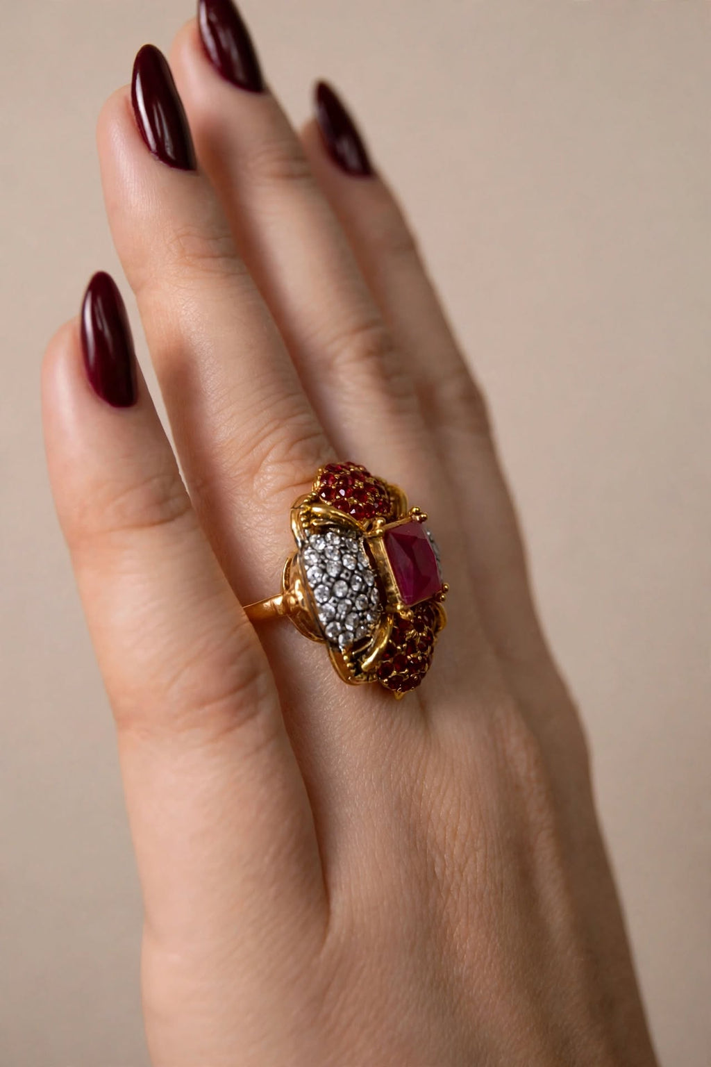 red cocktail ring