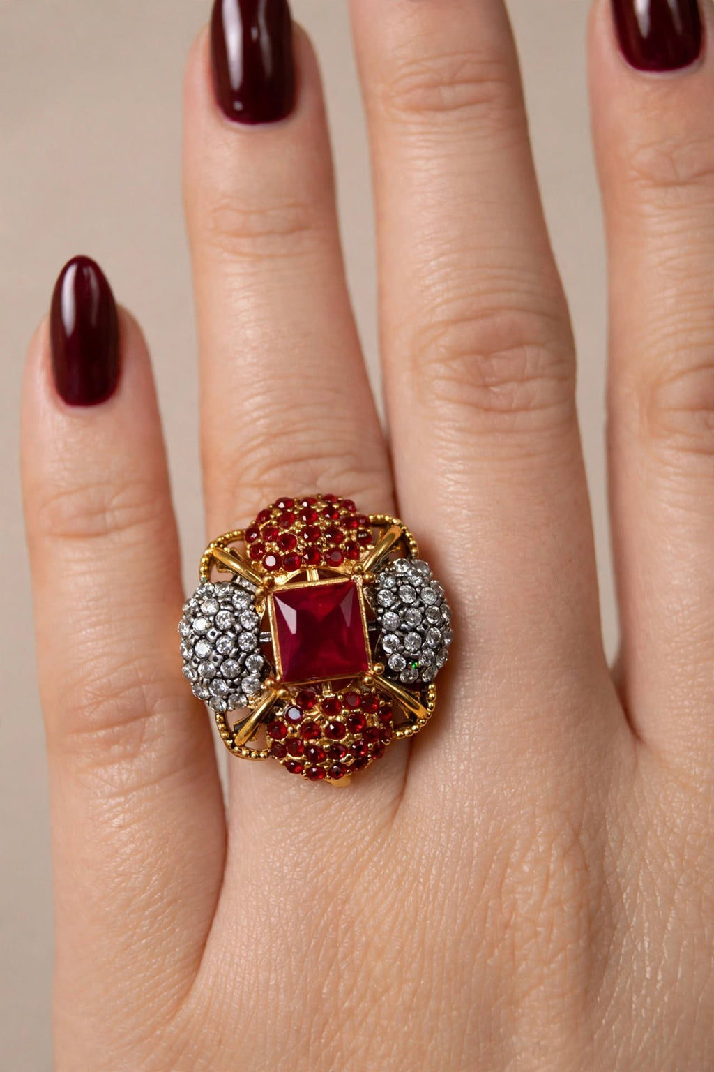 red cocktail ring