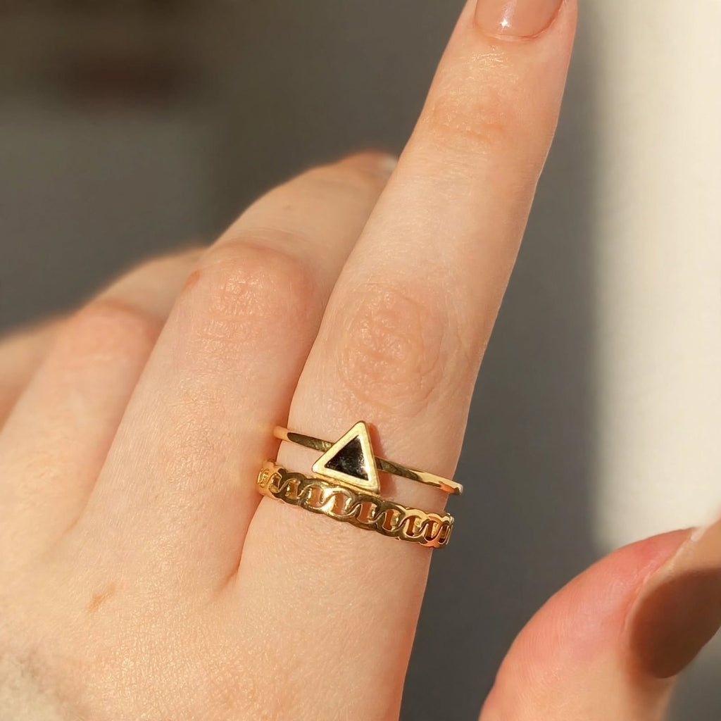 gold triangle stacked ring